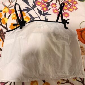 NWOT J. Crew Bow-strap tank top in cotton poplin with Black Bow Accents